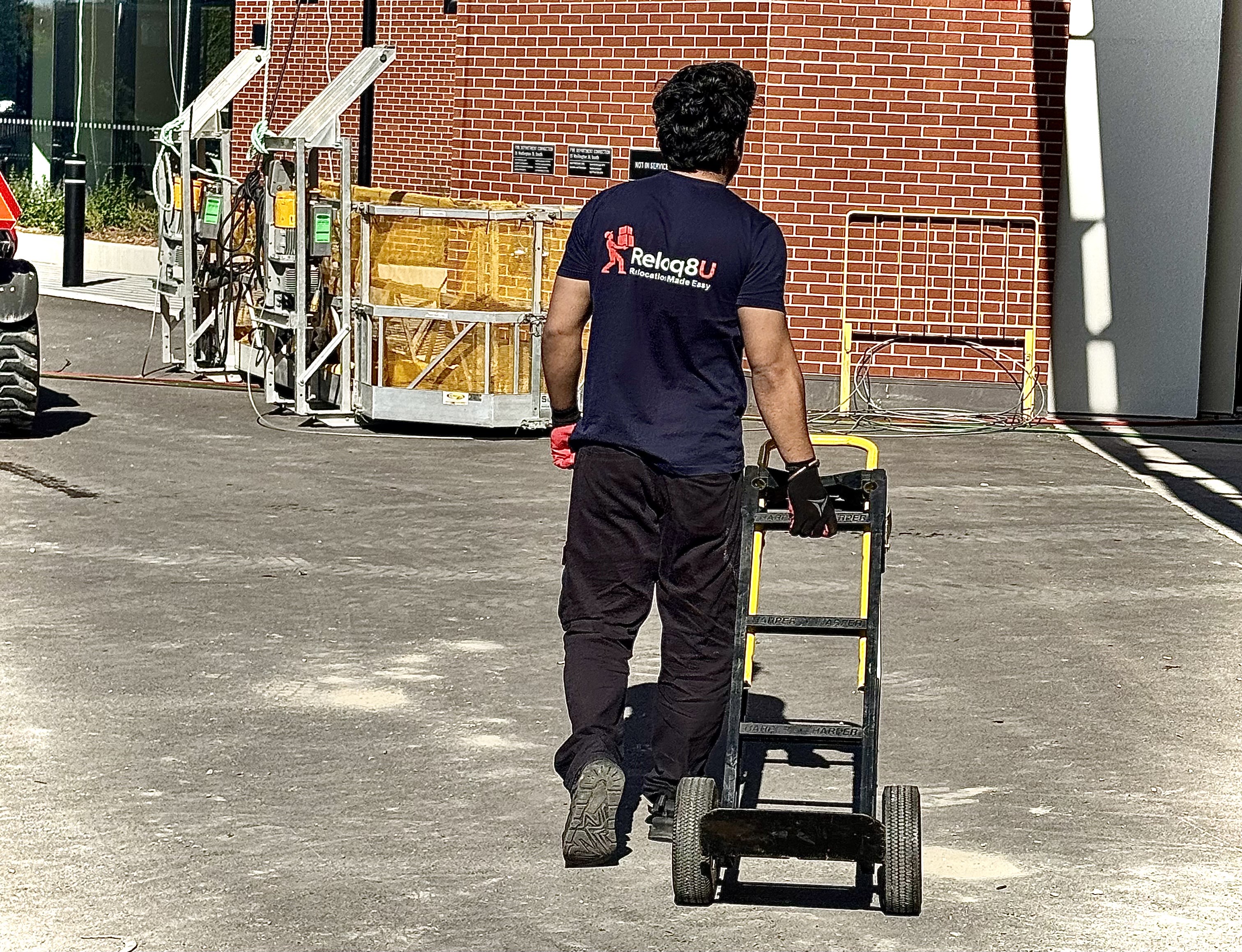 Professional mover on phone